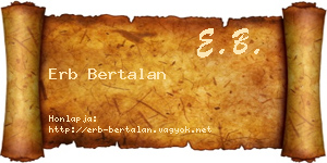 Erb Bertalan névjegykártya